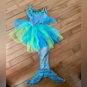 Pink Poppy mermaid tail costume blue shimmer
